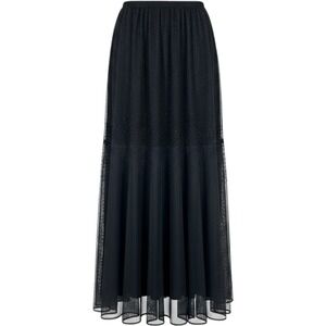 J.R. Nites Maxi Skirt Woman 14W Black Glitter Beaded Mesh Tiered Formal